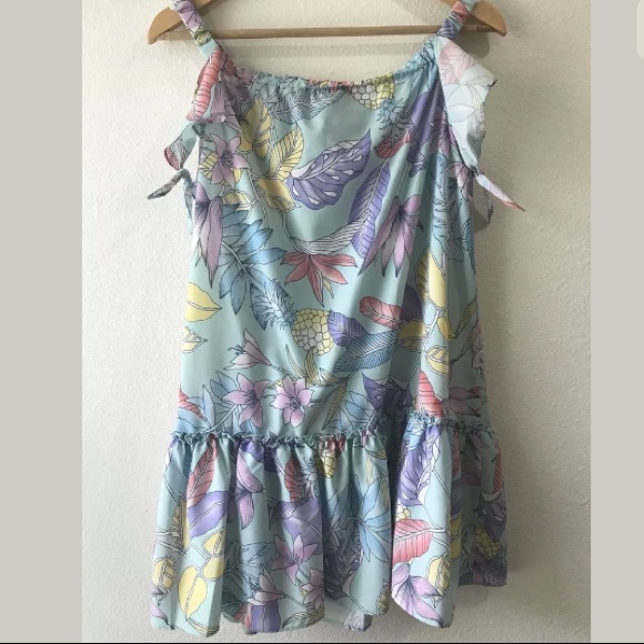 A by Amanda Elastic Off Shoulder Dress Ruffles L - Picture 5 of 8